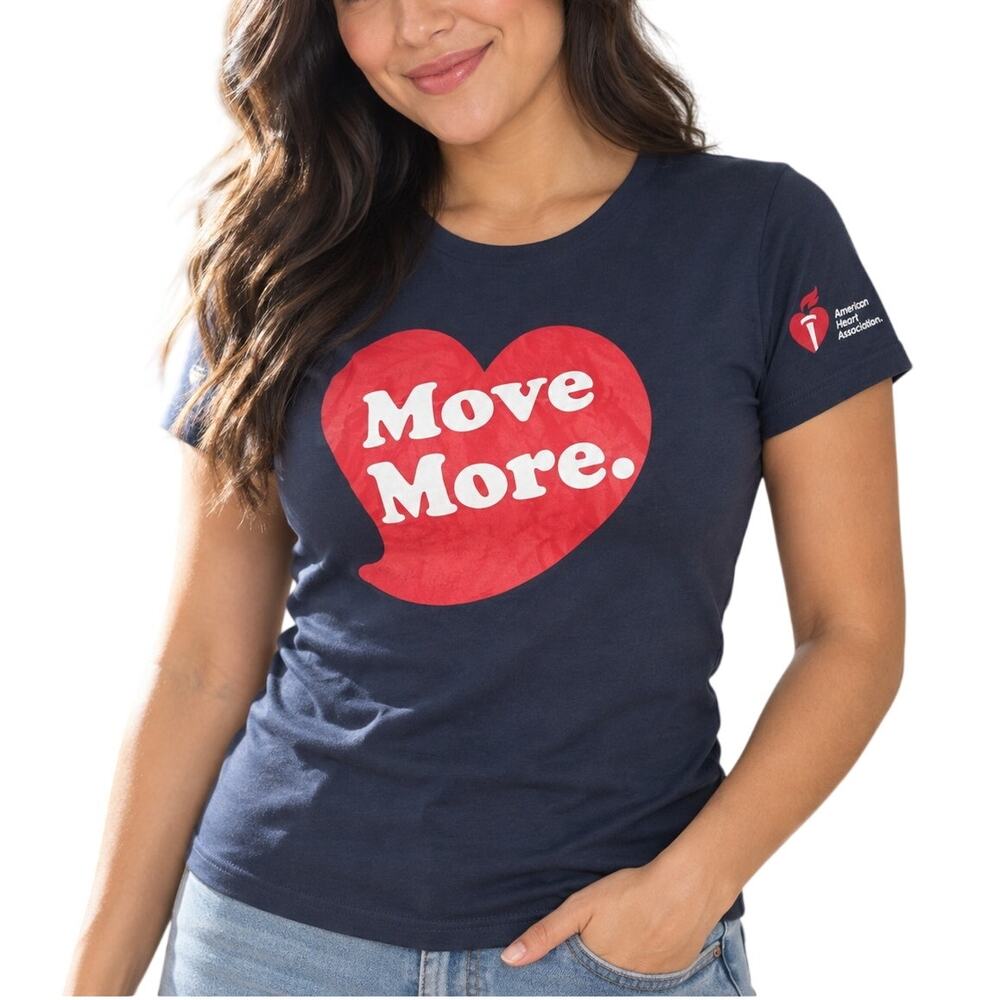 American Heart Association Move More Heart Graphic Tee Large Fitted
